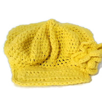 Crochet handmade hat, yellow cotton yarn, crochet beannie with bill, The sun hat