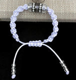 Boho-chic, white nylon cord,  adjustable beaded macrame bracelet, THE BLACK TULIP, woman's size