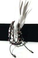 Braided beaded Macrame bracelet, triple wrap, wear it as a necklace, Boho-chic, adjustable clasp, THE TOPAZ WRAP BRACELET