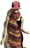 Prize winner handmade THE COLORFUL LLIKLLA (Quechua for a shawl), alpaca and multi fibers, colors brick, yellow, white, purple and others, weaving shawl..