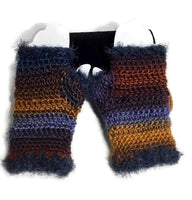 THE BLUE ANDES  FINGERLESS GLOVES, crochet fingerless gloves, woman's size, stocking stuffer, Christmas gift, Gift for her,
