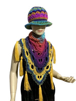 THE BIRD OF PARADISE SHAWL, woman's size, crochet wrap, boho-chic style