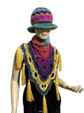 THE BIRD OF PARADISE SHAWL, woman's size, crochet wrap, boho-chic style