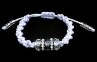 Boho-chic, white nylon cord,  adjustable beaded macrame bracelet, THE BLACK TULIP, woman's size