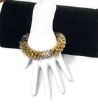 The Topaz beaded bracelet, woman size, topaz brown kumihimo wristlet, Boho-style, with macrame clasp