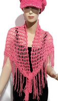 Handmade crochet pink cotton shawl, Peruvian pima cotton, boho chic style, woman size, The Pink summer shawl