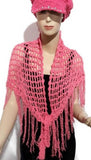 Handmade crochet pink cotton shawl, Peruvian pima cotton, boho chic style, woman size, The Pink summer shawl