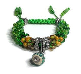 Green bracelet, Handmade green beaded Kumihimo wrap, woman size, macrame clasp, Boho-chic, The green mix bracelet