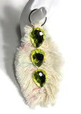 Cream feather handbag charm, purse charm, key fob, zipper pull charm, handmade cotton keyring charm.