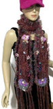 Fiber art, knit scarf, woman's size, alpaca fiber, rust-brown-hollyberry color, THE ROMANCE SCARF,