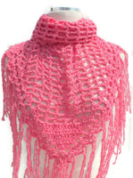 Handmade crochet pink cotton shawl, Peruvian pima cotton, boho chic style, woman size, The Pink summer shawl