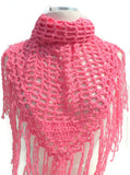 Handmade crochet pink cotton shawl, Peruvian pima cotton, boho chic style, woman size, The Pink summer shawl