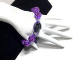Purple shamballa beads, black skull bead, The halloween purple bracelet, macrame wrap, Halloween, purple nylon cord,
