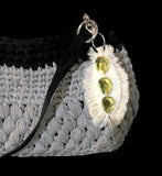 Cream feather handbag charm, purse charm, key fob, zipper pull charm, handmade cotton keyring charm.