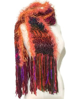 Knit scarf, fiber art scarf, handmade scarf, fine acrylic yarn, The apple garden scarf