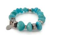 Sky blue stone polished beads, streatch bracelet, The sky bracelet, Elaini Arthur bracelet collection