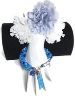 THE BLUE POPPY BRACELET, chunky bracelet, blue beaded Kumihimo wristlet, Boho-chic, woman's size,