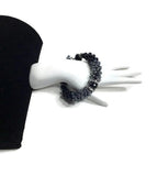 The Onyx beaded bracelet, chunky bracelet, black beads Kumihimo wristlet, woman size, Boho-style, macrame clasp