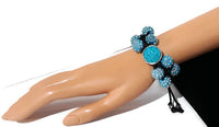 Boho- chic handmade bracelet, macramé wrap, The Blue Shamballa bracelet, blue beads