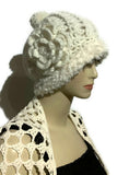 THE WHITE ALPACA HAT, crochet white beanie alpaca hat, woman's size 24, for cold weather, for her, Christmas gift