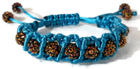 Macrame bracelet, the dark amber shambala bracelet, blue nylon cord, boho chic.