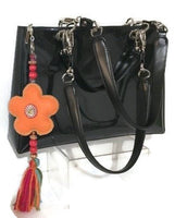 Flower keyring charm, key fob, zipper pull charm, handmade handbag decoration, The orange flower keyring-zipper pull charm