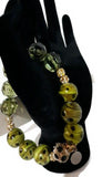 Handmade green glass bead stack stretch bracelet, The green bracelet, Elaini Arthur bracelet collection