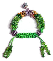 Green bracelet, Handmade green beaded Kumihimo wrap, woman size, macrame clasp, Boho-chic, The green mix bracelet