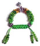 Green bracelet, Handmade green beaded Kumihimo wrap, woman size, macrame clasp, Boho-chic, The green mix bracelet