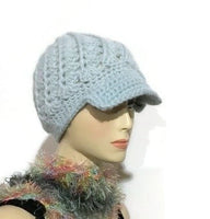 The Green Aqua Alpaca Hat, crochet beanie, woman's size,  gift for her, winter wear
