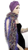 Fiber art scarf, knit handmade scarf, needle felted fringes, variegated colors,  The butterflies scarf