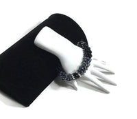 The Onyx beaded bracelet, chunky bracelet, black beads Kumihimo wristlet, woman size, Boho-style, macrame clasp
