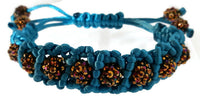 Macrame bracelet, the dark amber shambala bracelet, blue nylon cord, boho chic.