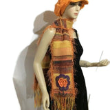 Orange alpaca fiber, hand woven woman's size neckwear, andrea designs handmade scarves, the orange mum scarf, winter wrap,  must have gift