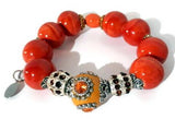 Orange ceramic beads stretch bracelet, handmade bracelet, Elaini Arthur bracelet collection, The orange bracelet