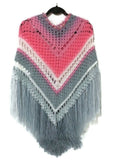 THE PINK AND GRAY ROSES PONCHO, crochet wrap, small- medium women size, andrea designs handmade ponchos, boho chic style, gift for her