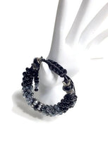 The Onyx beaded bracelet, chunky bracelet, black beads Kumihimo wristlet, woman size, Boho-style, macrame clasp
