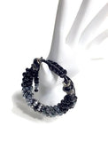 The Onyx beaded bracelet, chunky bracelet, black beads Kumihimo wristlet, woman size, Boho-style, macrame clasp