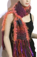 Knit scarf, fiber art scarf, handmade scarf, fine acrylic yarn, The apple garden scarf