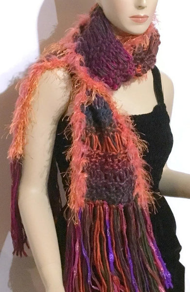 Knit scarf, fiber art scarf, handmade scarf, fine acrylic yarn, The ap –  Andrea Designs