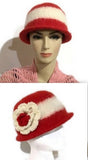 Ready to ship, womens wool hat, felted hat for women, The Andrea's hat, cloche hat, women size, red and cream hat,