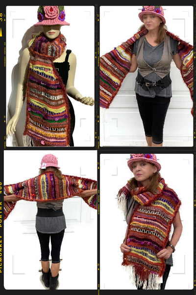 Prize winner handmade THE COLORFUL LLIKLLA (Quechua for a shawl), alpaca and multi fibers, colors brick, yellow, white, purple and others, weaving shawl..