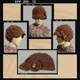 THE WINE AND GOLD BROWN ALPACA HAT, crochet beanie, woman's size, for cold weather, Christmas gift,