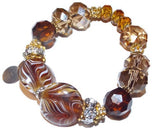 Beaded bracelet, rondelle crystal beads with rhinestones, boho chic, stretch bracelet, The amber bracelet, The Elaini Arthur bracelet collection