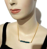 Dainty green glass beads bar necklace, The green roses necklace, choker