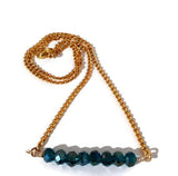 Dainty green glass beads bar necklace, The green roses necklace, choker