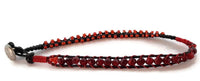 Leather  double wrap beaded macrame bracelet, handmade, The red tulip bracelet
