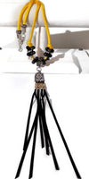 Metal pendant with tassel necklace, yellow paracord, The summer bird necklace