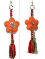 Flower keyring charm, key fob, zipper pull charm, handmade handbag decoration, The orange flower keyring-zipper pull charm