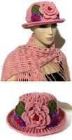 Cloche hat, crochet hat, handmade hat, women's hat, The pink cloche hat, pink acrylic yarn